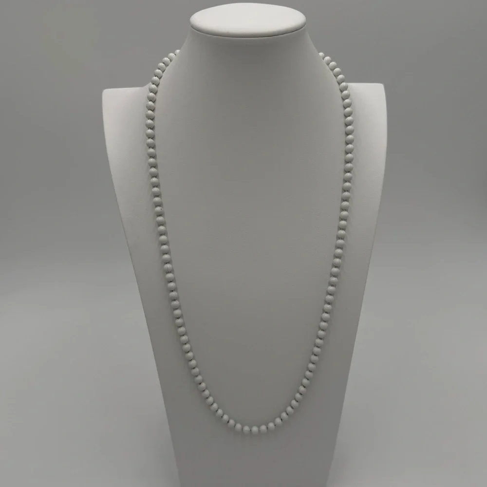 Vintage Oops A Daisy White Metal Bead Long Necklace